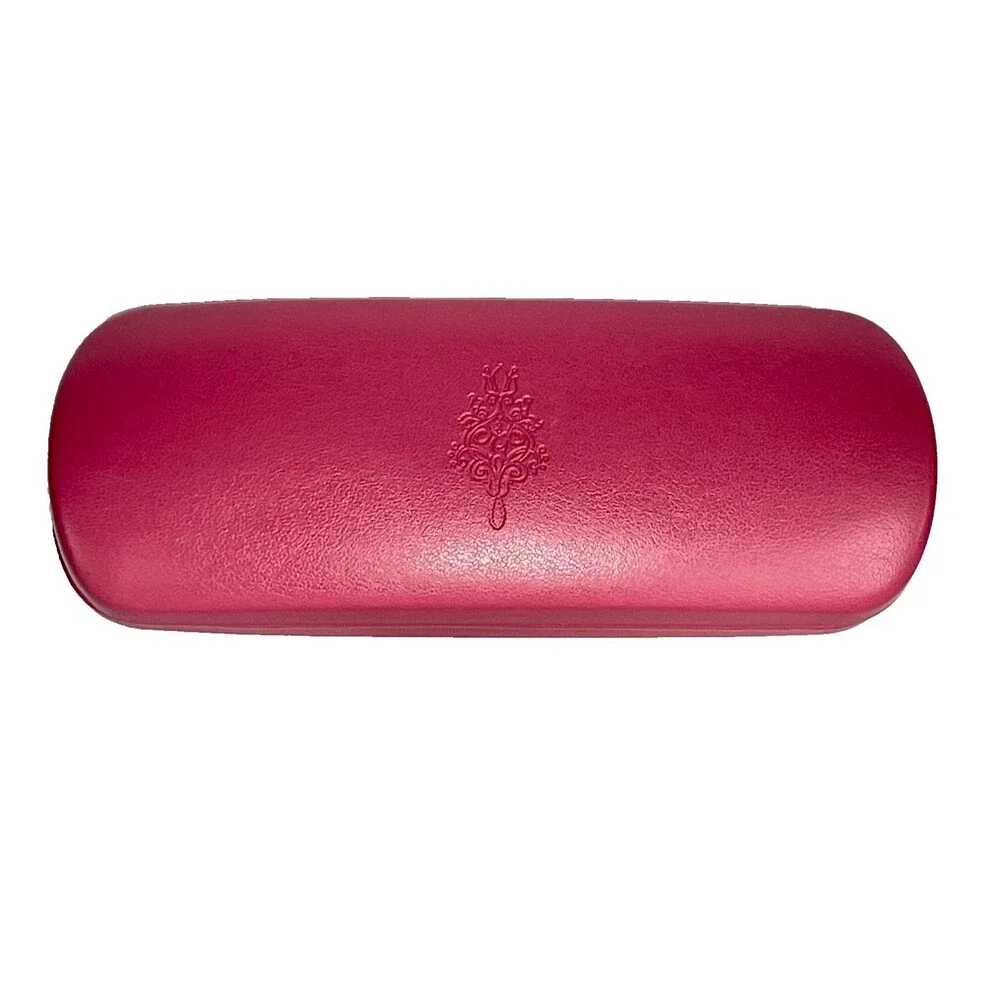 Jenny Lynn Eye Glasses Case Pink Outside Lime Green Inside 6 1/4 x 2 x 1 3/4 in